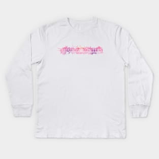 Shadowhunters logo / The Mortal Instruments - voids and outline splashes (pink watercolour) - Clary, Alec, Jace, Izzy, Magnus - Malec - Parabatai Kids Long Sleeve T-Shirt